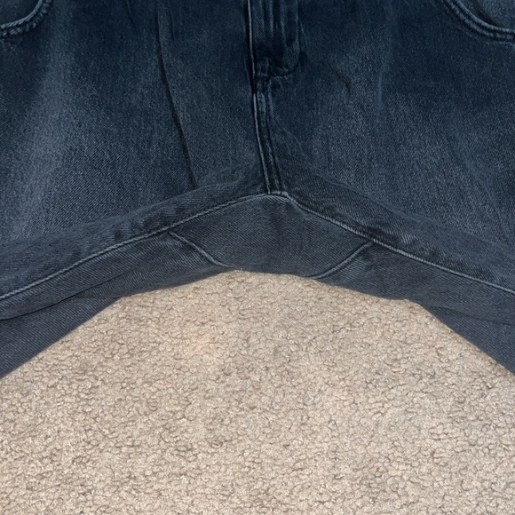 ZARA Baggy Slouchy Fit Paperbag Jeans High Waist Cropped Ankle Faded Black 8 - Picture 6 of 11